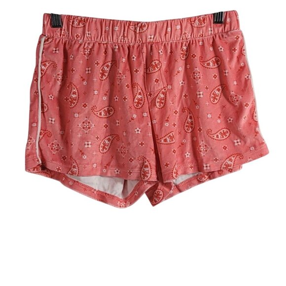 Art Class Pajama Lounge Set Pink Size 10 Large Button Top Pull On Shorts Paisley - Picture 7 of 11